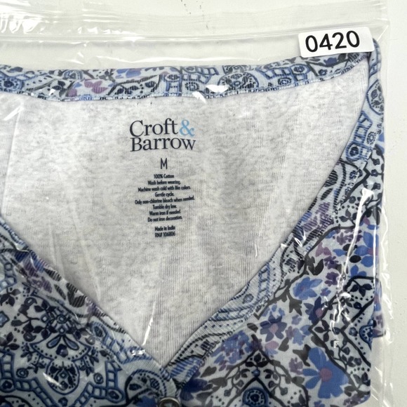 Croft & Barrow® Three Quarter Sleeve Printed Tunic Size M, Blue - Picture 9 of 9
